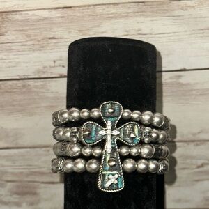 Silver Beaded Cross bracelet